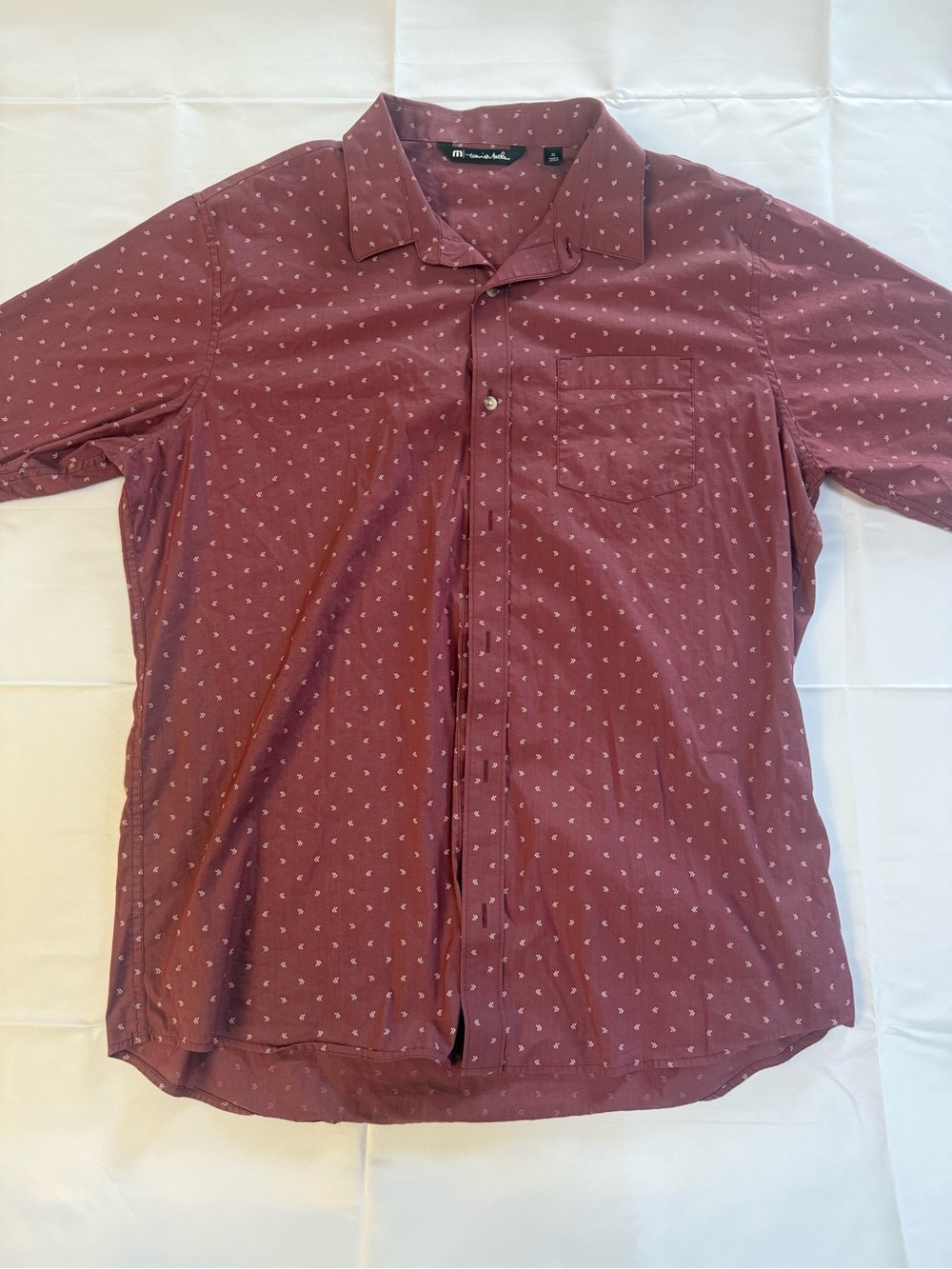 Travis Mathew Maroon Short-Sleeve Button-Down Shirt